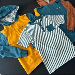 Boys 3pc size 10 Vamos Kids Striped Blue and White Shirt, Hoodie + Zip Up